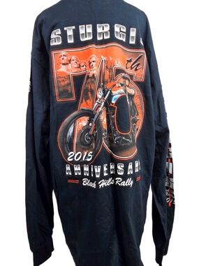 Sturgis 2015 75th Anniversary Long Sleeve Shirt Men XL Black Hills Rally Chopper